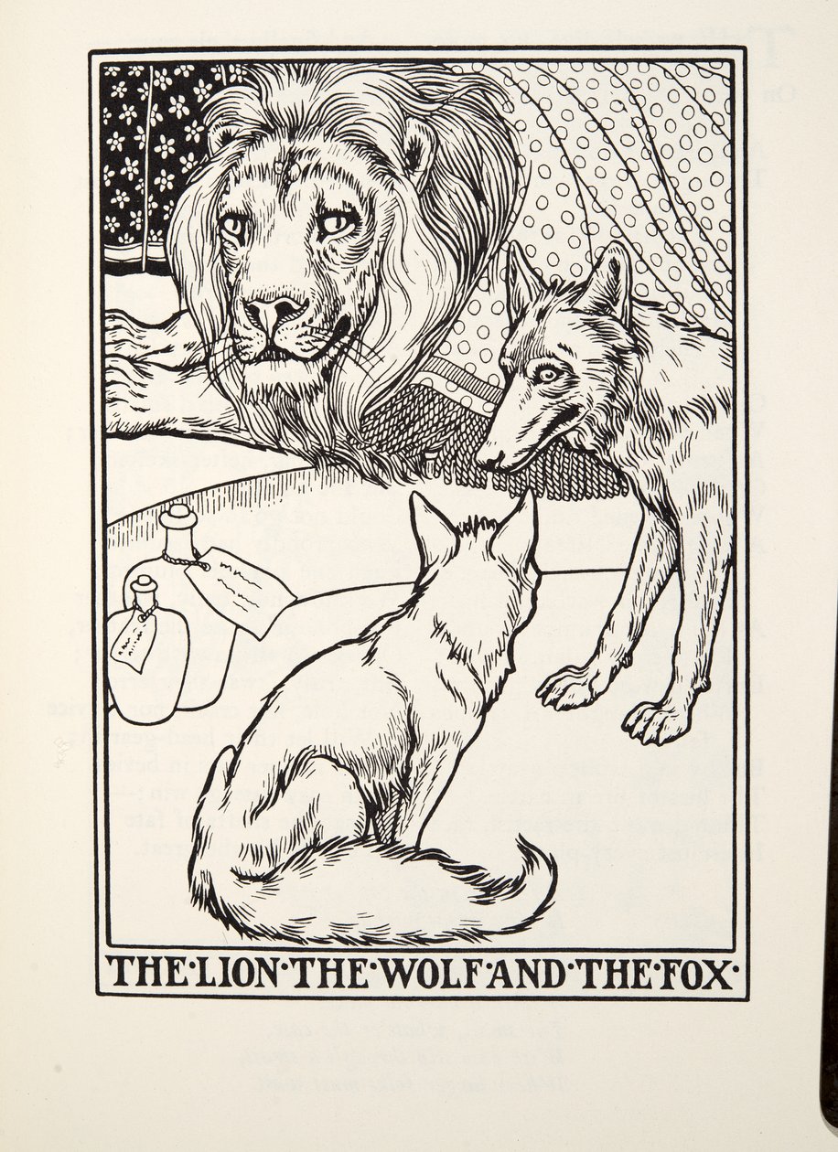 الأسد ، الذئب والثعلب ، من Fontaine Fables ، حانة. 1905 بواسطة بيرسي جيه. بيلينجشيرست