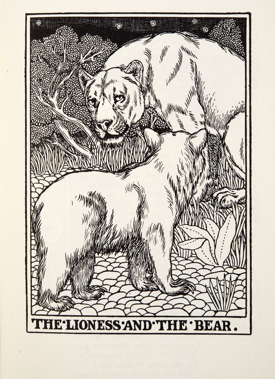 الأسد والدب ، من Fontaine Fables ، حانة. 1905 بواسطة بيرسي جيه. بيلينجشيرست