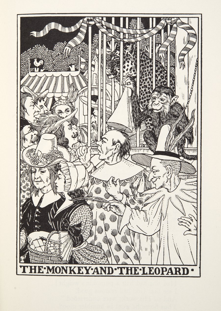 القرد والنمر ، من Fontaine Fables ، حانة. 1905 بواسطة بيرسي جيه. بيلينجشيرست