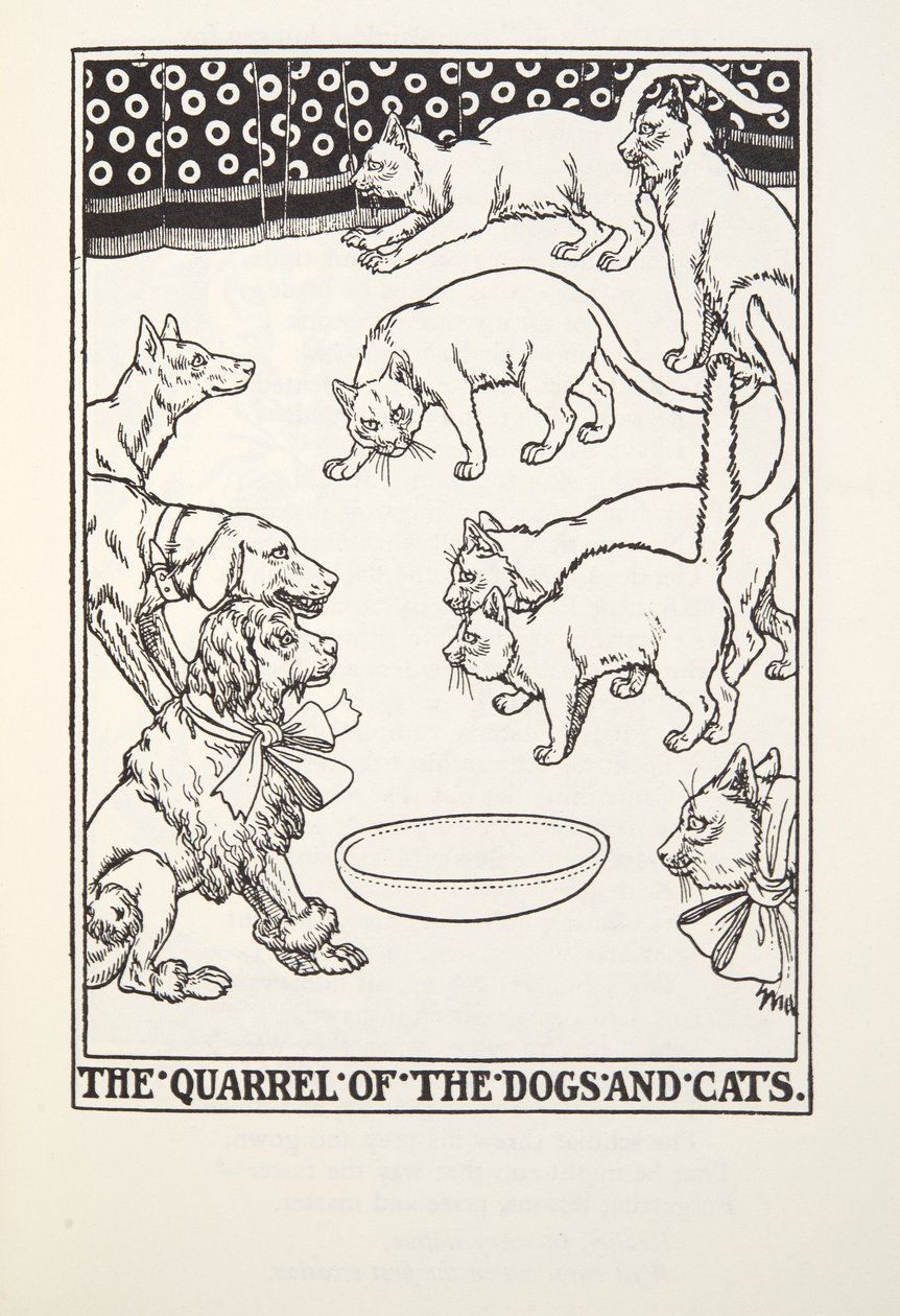 شجار الكلاب والقطط ، من Fontaine Fables ، حانة. 1905 بواسطة بيرسي جيه. بيلينجشيرست