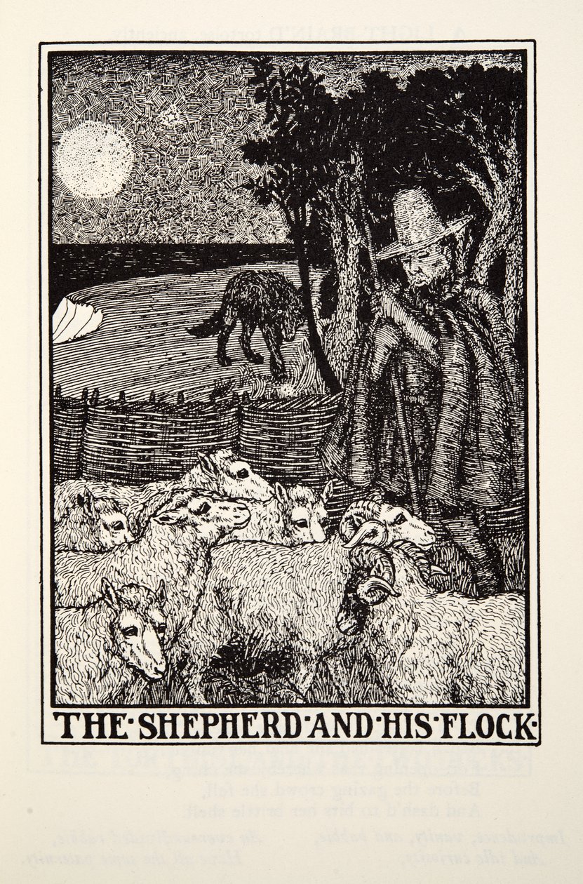 الراعي و قطيعه ، من Fontaine Fables ، حانة. 1905 بواسطة بيرسي جيه. بيلينجشيرست