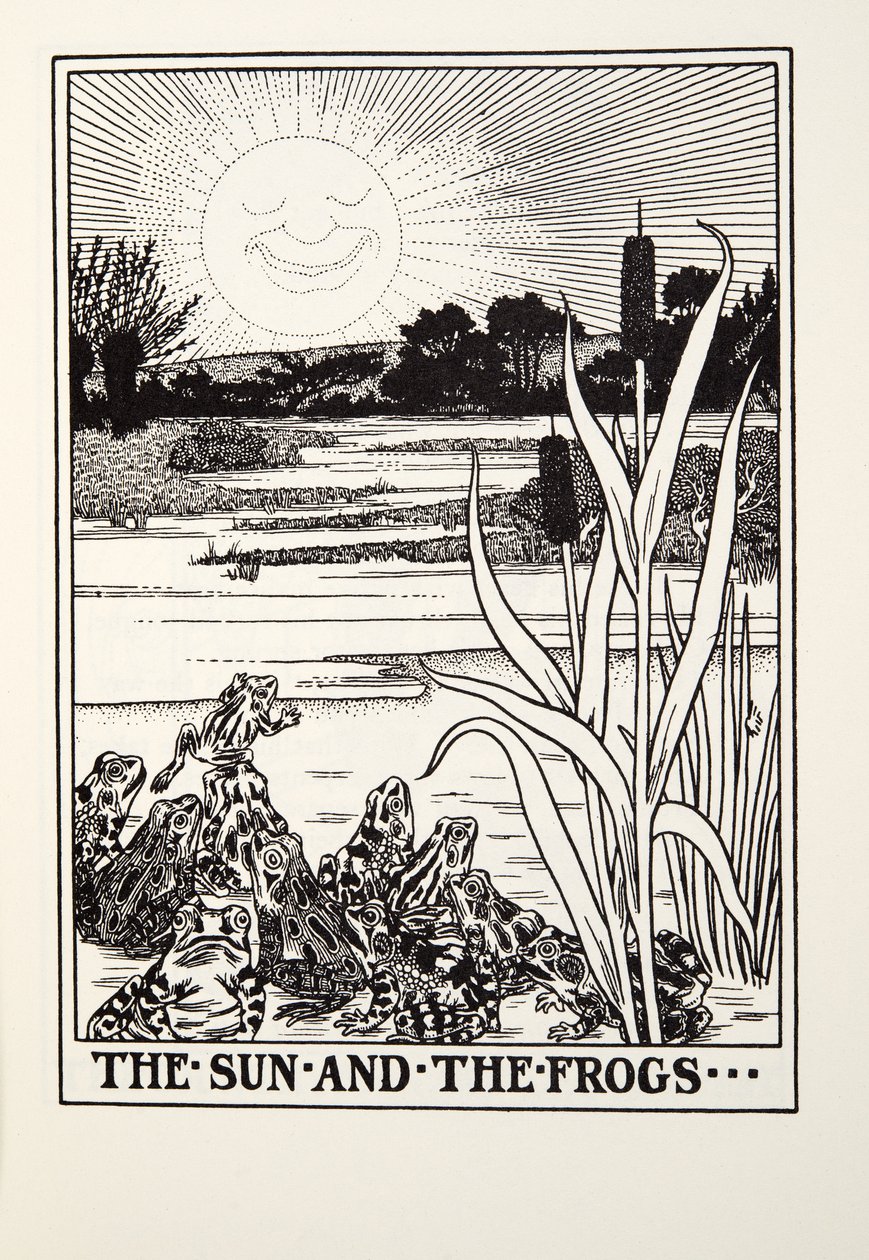 الشمس والضفادع ، من Fontaine Fables ، حانة. 1905 بواسطة بيرسي جيه. بيلينجشيرست