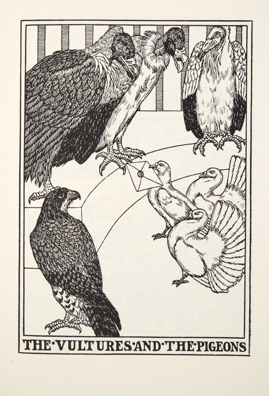 النسور والحمام ، من Fontaine Fables ، حانة. 1905 بواسطة بيرسي جيه. بيلينجشيرست