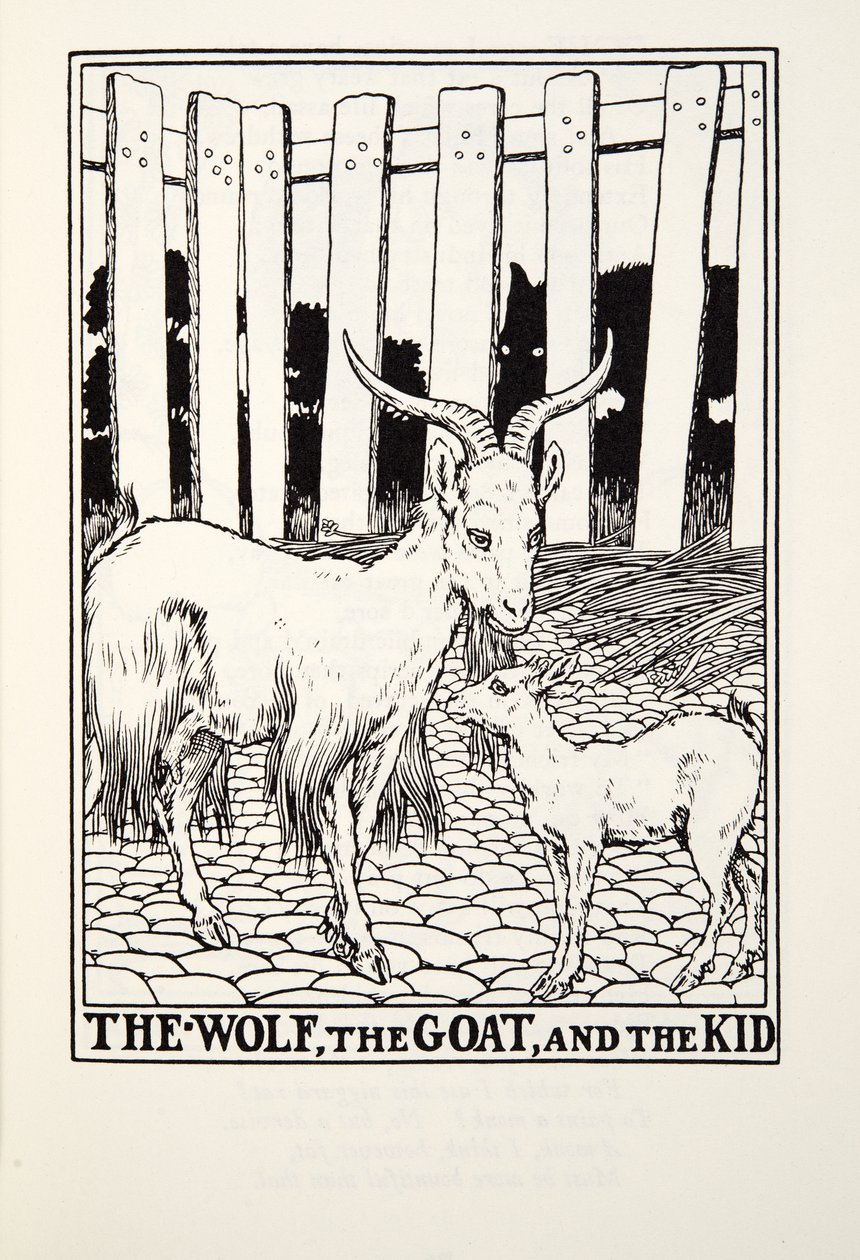 الذئب والماعز والطفل ، من Fontaine Fables ، حانة. 1905 بواسطة بيرسي جيه. بيلينجشيرست