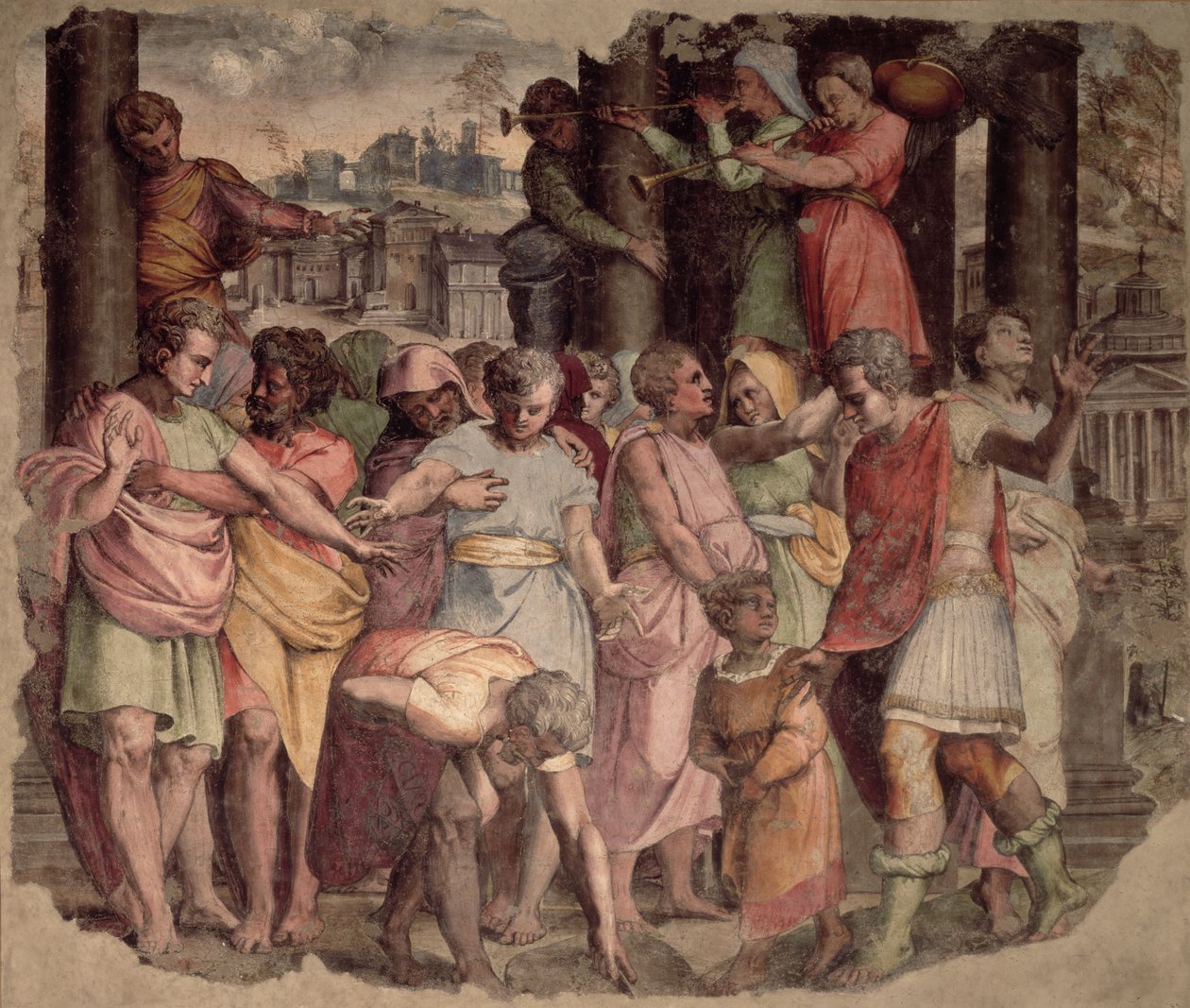Tarquinius the Proud أسس معبد المشتري في الكابيتول هيل ، c.1525 بواسطة Perino del Vaga