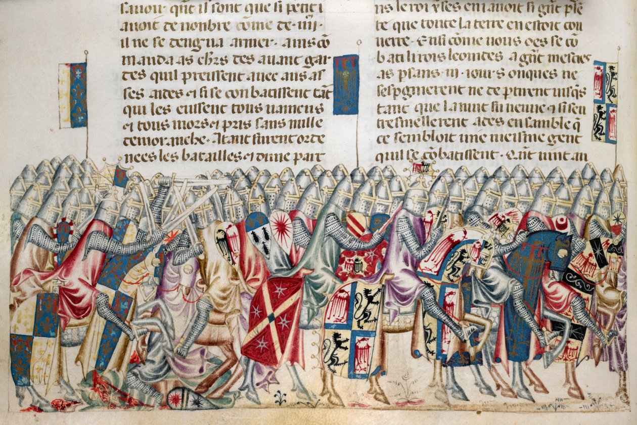 Royal 20 D. I f.221v Expedition of Xerces ، رسم توضيحي من "Faits des Romains" ، حوالي 1340 (رق) بواسطة بيرين ريمي