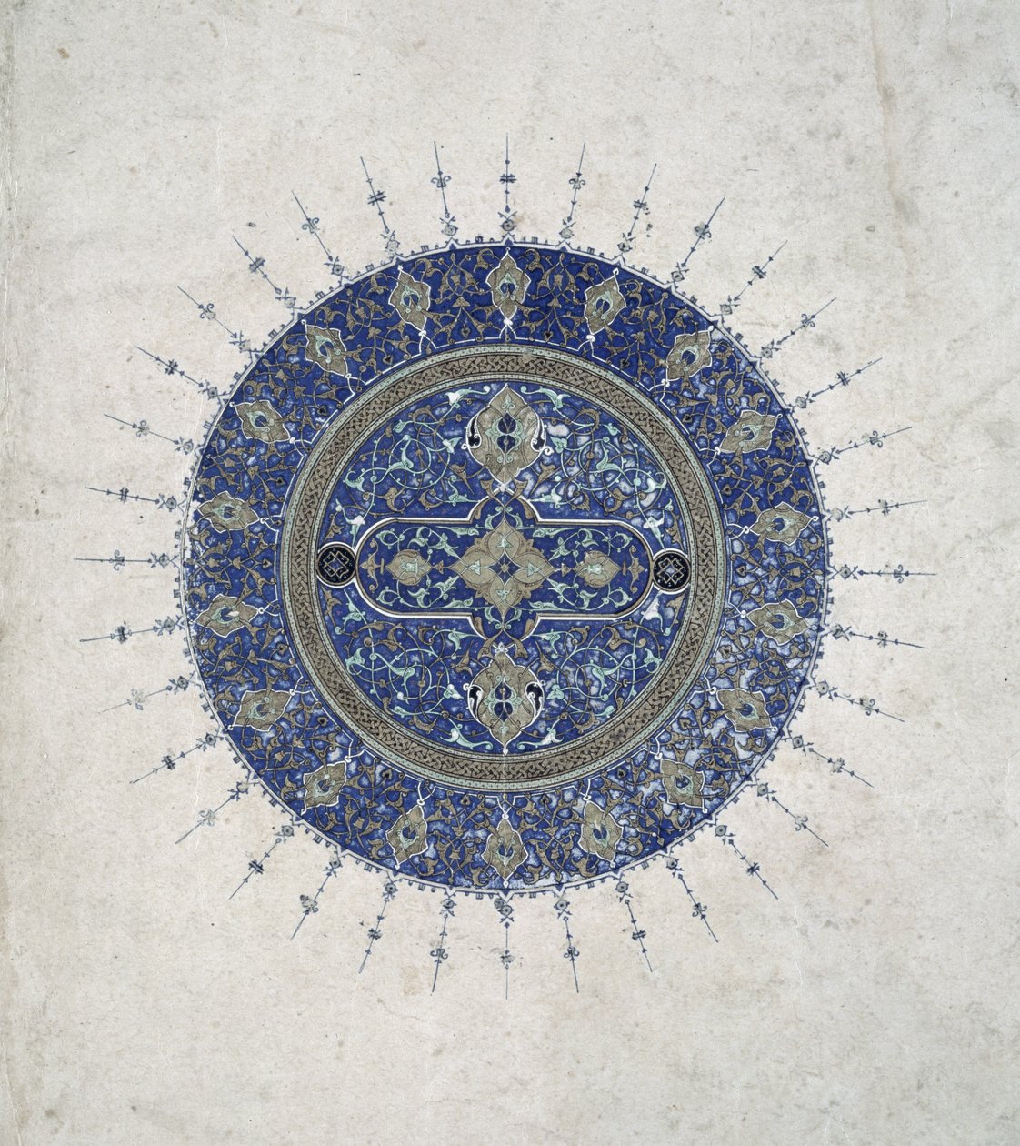 شمسة ، أو شمس صغيرة ، من ترجمة فارسية لحوليات الرسل والملوك كتبها أصلاً الطبري (c.839-923) باللغة العربية ، 1470 بواسطة المدرسة الفارسية