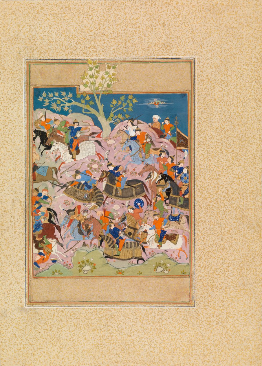 Battle Battle (مرحاض وغواش على الرق) بواسطة المدرسة الفارسية