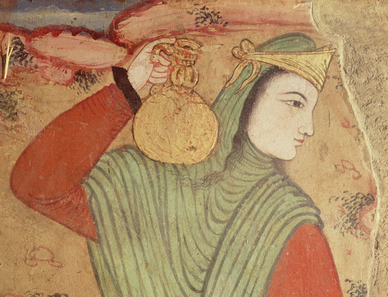 رجل يحمل النبيذ من بلاط شاه عباس الأول ، 1585-1625 (التفاصيل) بواسطة المدرسة الفارسية