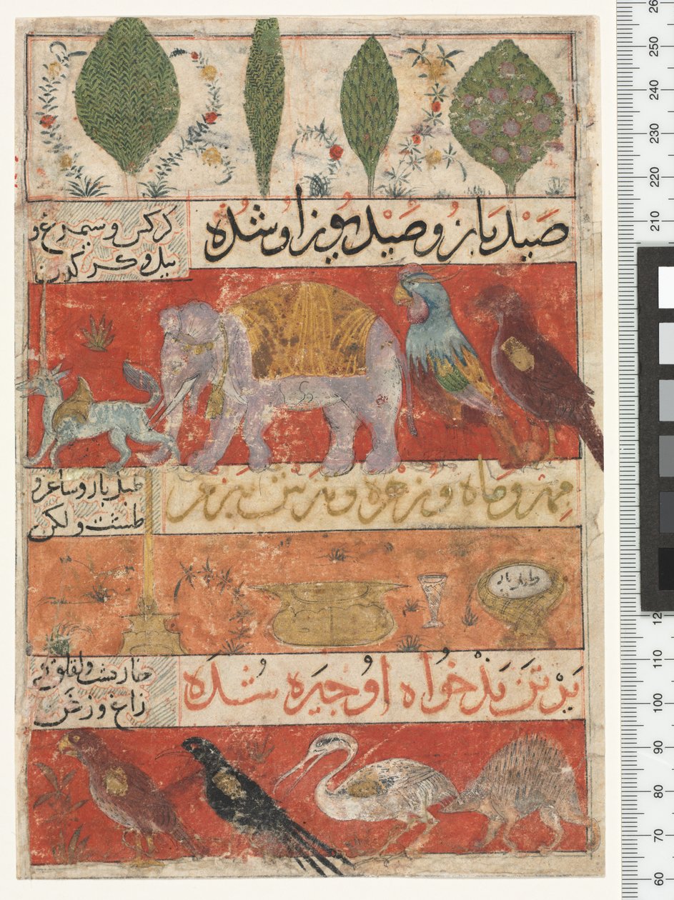 الحيوانات والطيور والنباتات ، الفترة الخانية 1341 بواسطة المدرسة الفارسية