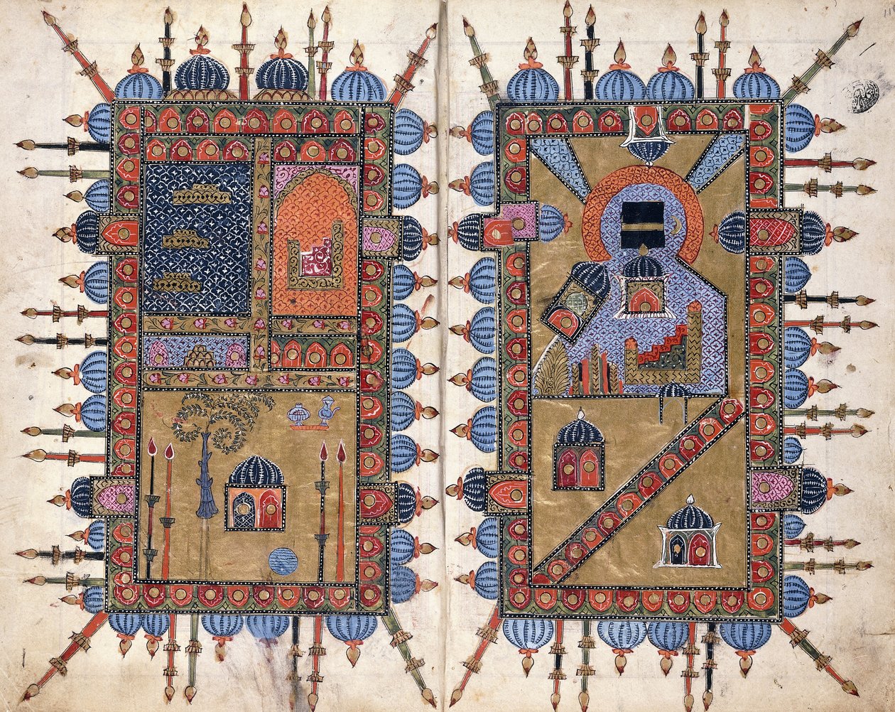 Decorative doublures from Dalail al-Khayrat, c.1800 بواسطة المدرسة الفارسية