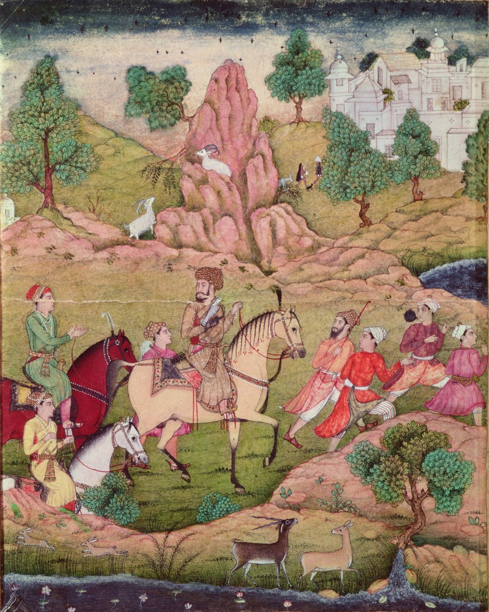 الصيد مع الصقر ، سلالة صفوية (1502-1736) بواسطة المدرسة الفارسية