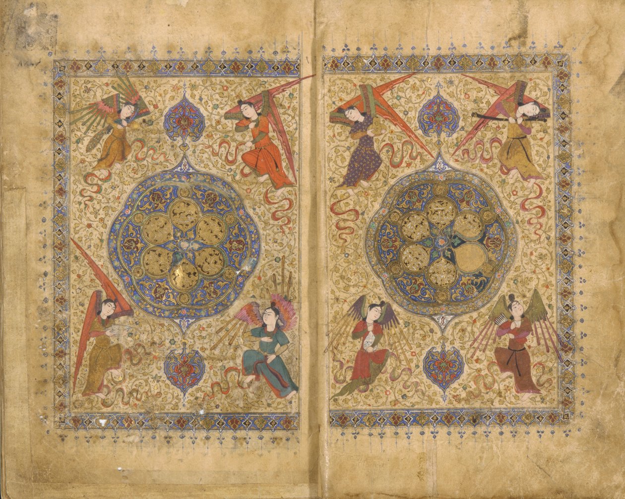 خامسا (خماسي) من خواجو كيرماني ، شيراز ، إيران ، الفترة التيمورية ، 1437-38 (ألوان مائية مبهمة ، حبر وذهب على ورق) بواسطة المدرسة الفارسية