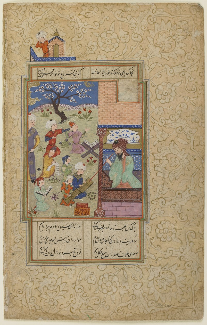 ليلى ومجنون في المدرسة ، من ديوان ، ج .1490 بواسطة المدرسة الفارسية