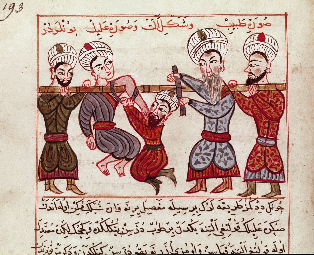 الطب: تدخل العظام. صورة مصغرة مأخوذة من حلب للطب التركي من قبل شرف الدين (شرف الدين) (1404-1468) بعد "لا سيرجي إمبريال" "(السيدة سوب تورك 693 الصحيفة 193) 1466 باريس ، ب. بواسطة المدرسة الفارسية