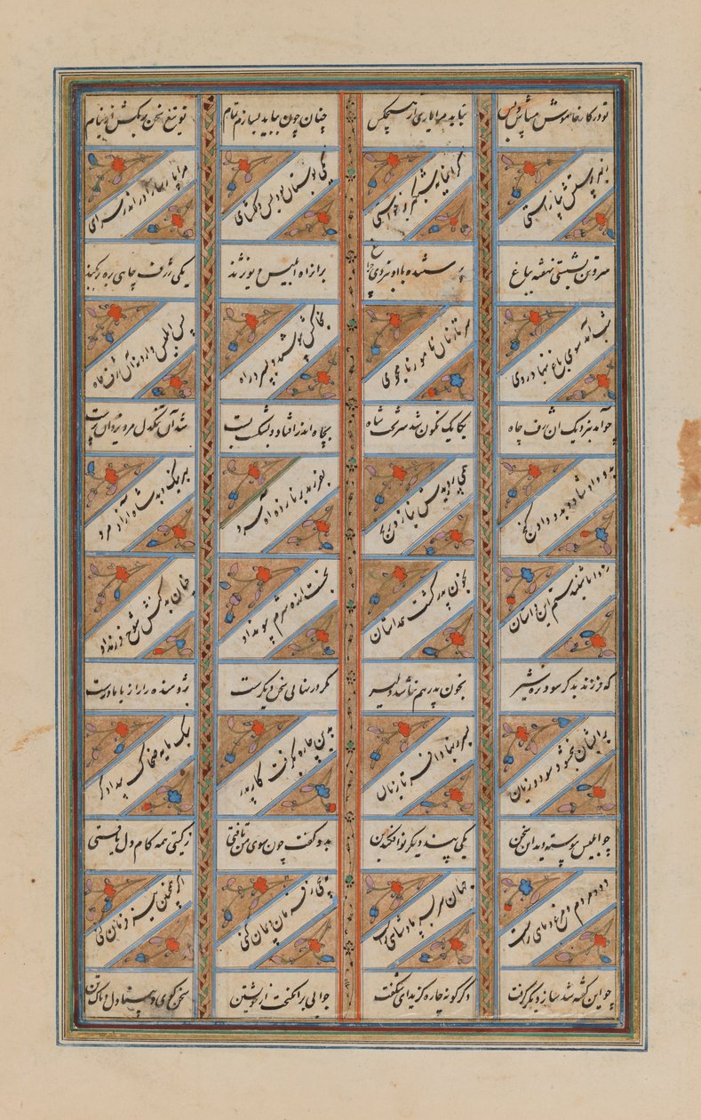 على ورقة كبيرة من الشنامة من فردوسي (حبر وذهب على ورق) بواسطة المدرسة الفارسية