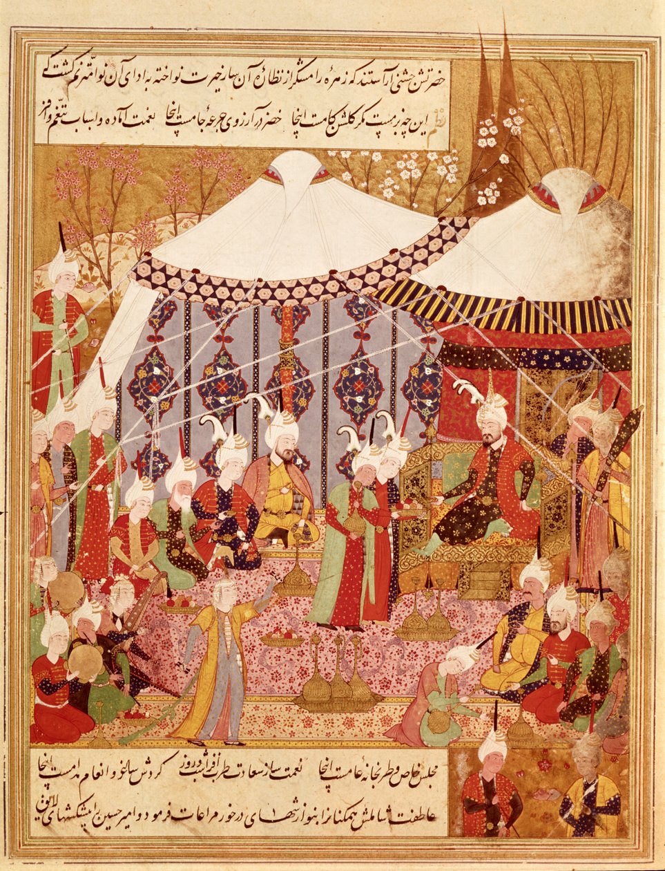Or 1359 فل. 35 ضد السلطان بايزيد الذي استولى عليه تيمور ، 1402 من زافارناما 1533 (حبر على الرق) بواسطة المدرسة الفارسية
