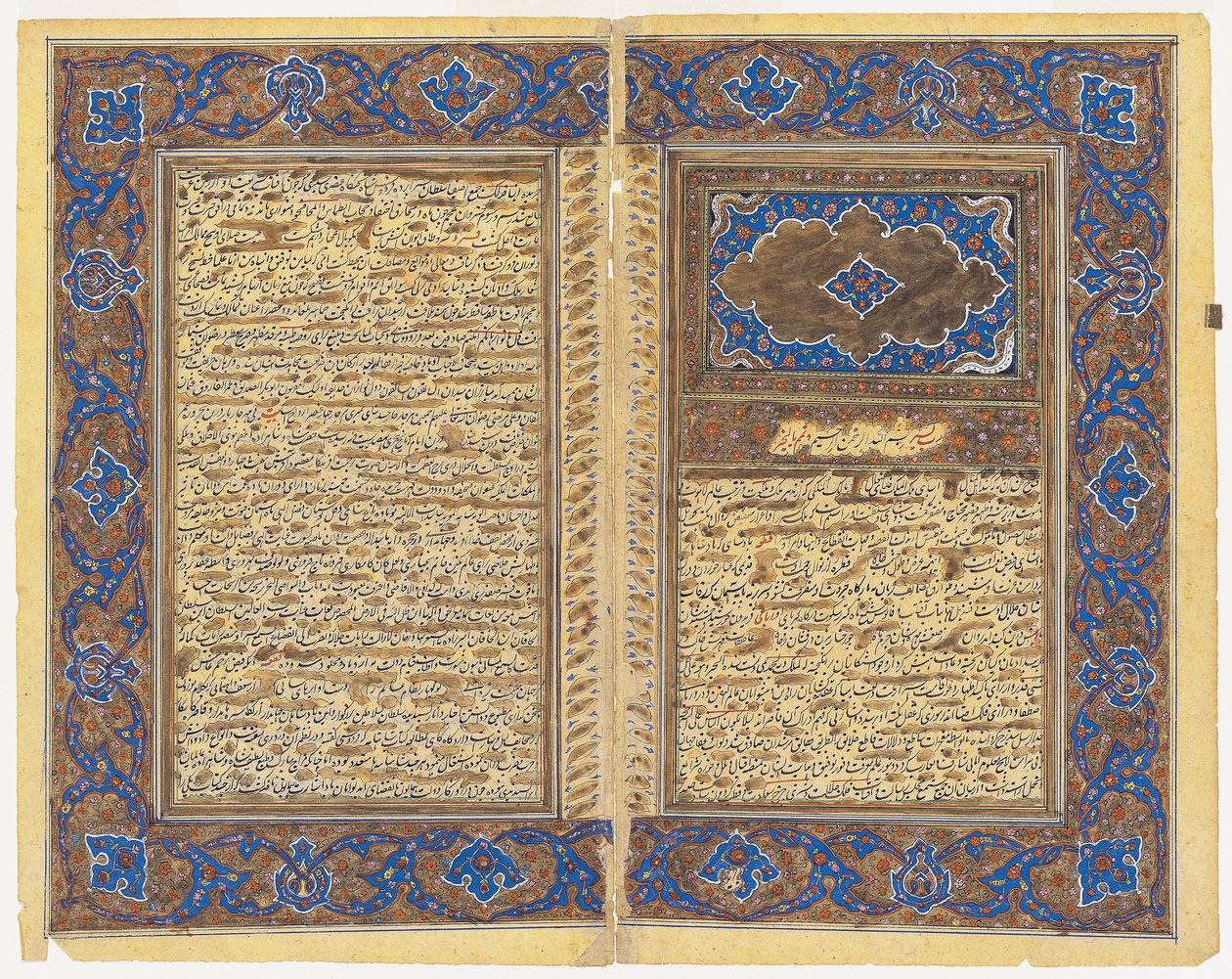 صفحات من مخطوطة غير معروفة (مرحاض وحبر غير شفافين) بواسطة المدرسة الفارسية