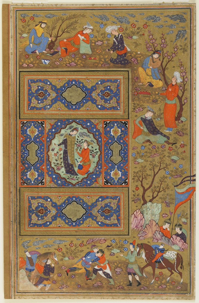زوج من العشاق ، حوالي 1590-1610 (حبر وألوان مائية غير شفافة وذهبي على ورق) بواسطة المدرسة الفارسية
