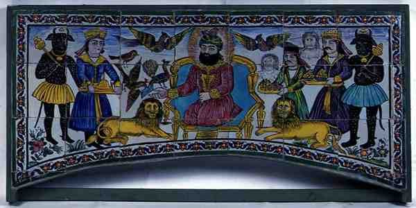 Qajar Cuerda Seca Panel ، شيراز (خزف مزجج) بواسطة المدرسة الفارسية