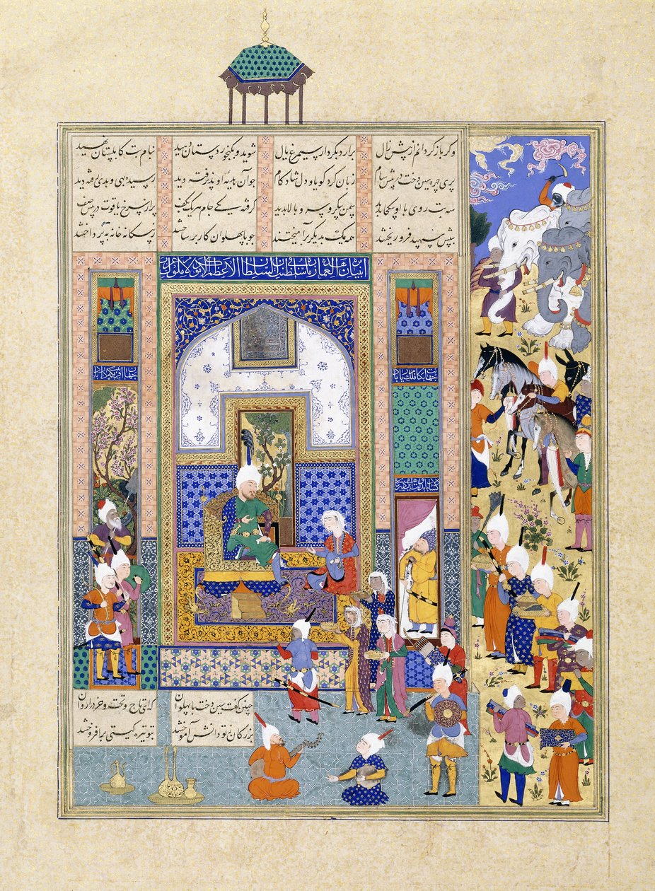 Sindukht يأتي إلى Sam Bearing Gifts، c.1500-1540s بواسطة المدرسة الفارسية