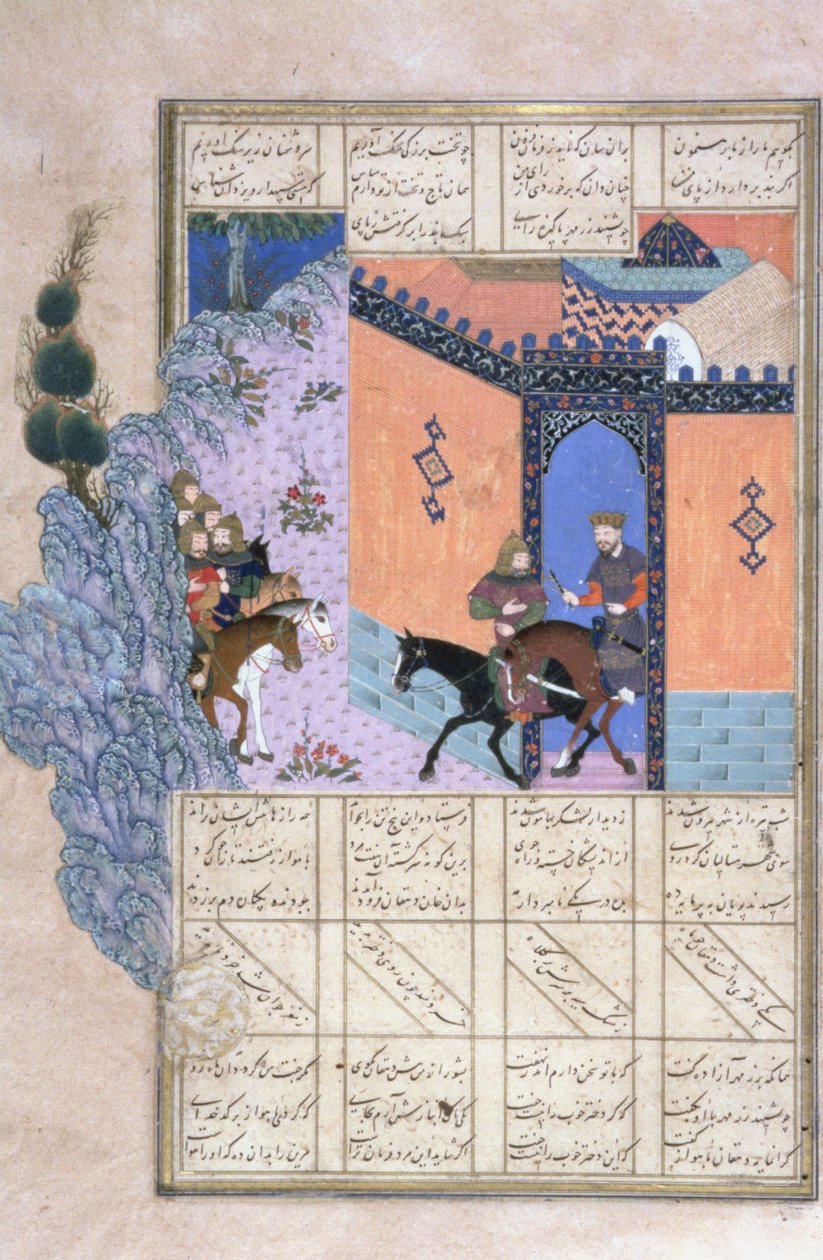 هروب قباد ، صورة من شاهناما (كتاب الملوك) ، بقلم أبو القاسم مانور فردوسي (c.934-c.1020) c.1440-45 (قلم وحبر ومرحاض على الرق) بواسطة المدرسة الفارسية