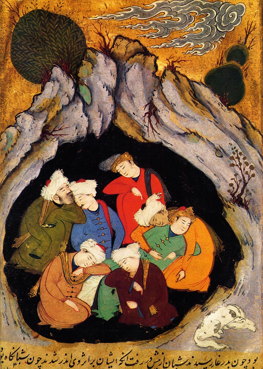 “The Sleeping Seven of Ephesus"” from “The Golden Legend” by Jacobus (James) de Voragine (1228-1298). Xilography of the XVI century. 16th century Persian miniature of the manuscript “History of the Prophets”, about 1550 بواسطة المدرسة الفارسية