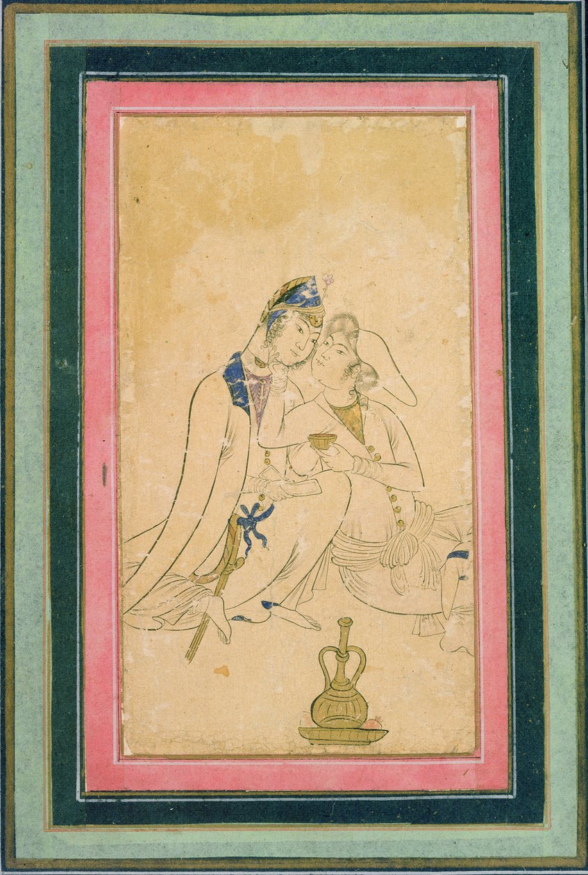 عاشقان، حوالي 1590، فارسي الأصل بواسطة المدرسة الفارسية