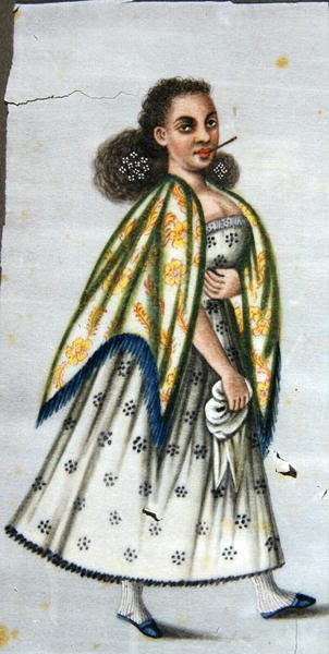 سيدة مع شيروت ، حوالي 1820 (ألوان مائية على ورق) بواسطة مدرسة بيرو