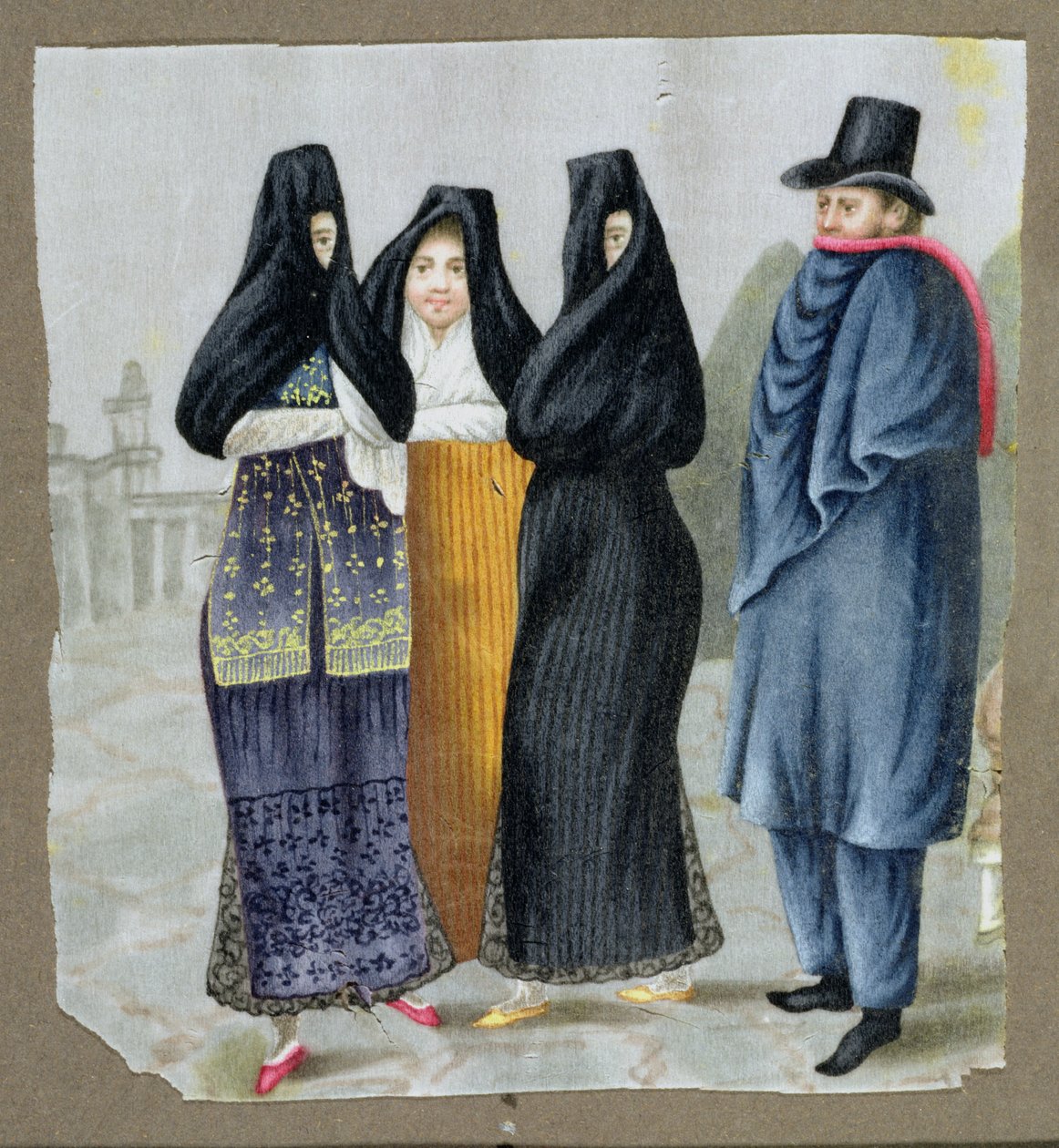في شوارع ليما ، c.1820 (مرحاض على ورق لباب) بواسطة مدرسة بيرو
