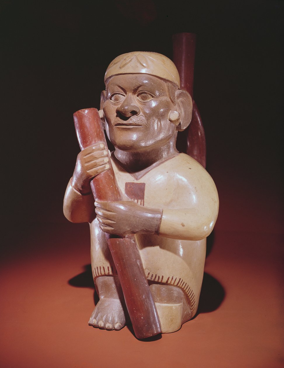 رجل واحد جالس ، Mochica Culture (آنية فخارية) بواسطة مدرسة بيرو