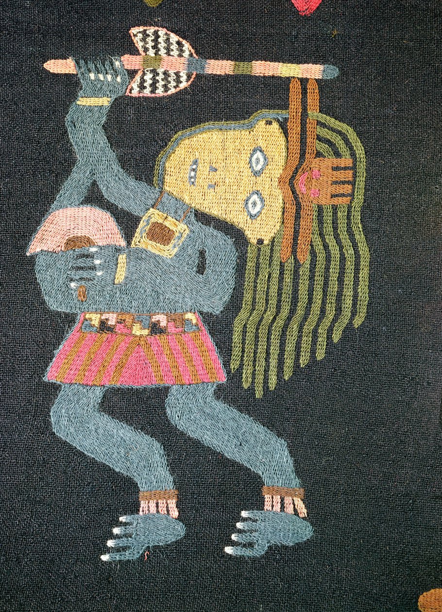 راقصة صوف منسوجة مع عصا ، قبيلة باراكاس (نسيج) (انظر أيضا 231826) بواسطة مدرسة بيرو