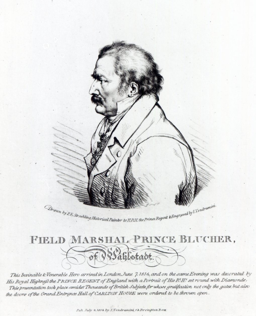 المشير الأمير Blucher من Wahlstadt ، نقش بواسطة J. Vendramini ، 1814 بواسطة بيتر إدوارد سترويلنج