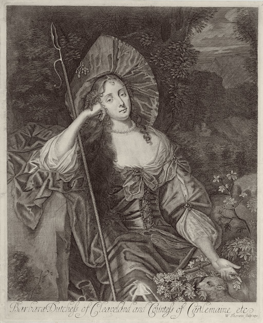 باربرا دوقة كليفلاند (1641-1709) راعية منقوشة بواسطة ويليام شيروين (1645-1711) ، 1670 بواسطة بيتر ليلي