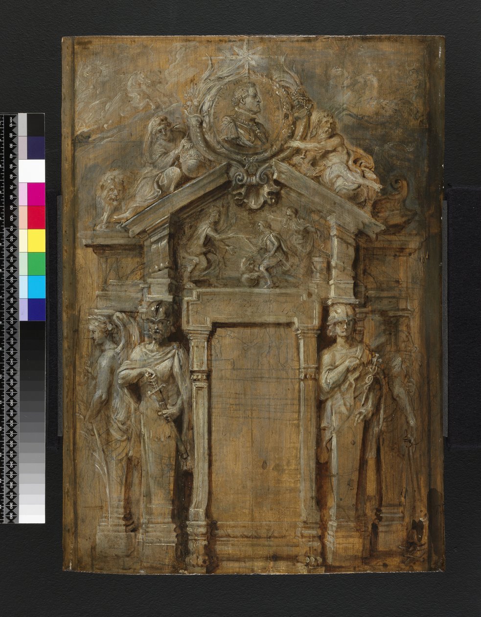 تصميم لصفحة العنوان في Pompa Introitus ... Ferdinandi ، c.1638 بواسطة بيتر بول روبنز