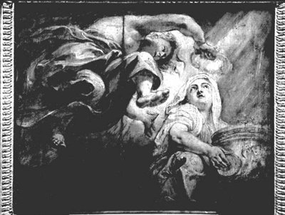 الدين توج عبقرية ، دراسة تأليه جيمس الأول ، c.1629-34 (رسم) بواسطة بيتر بول روبنز