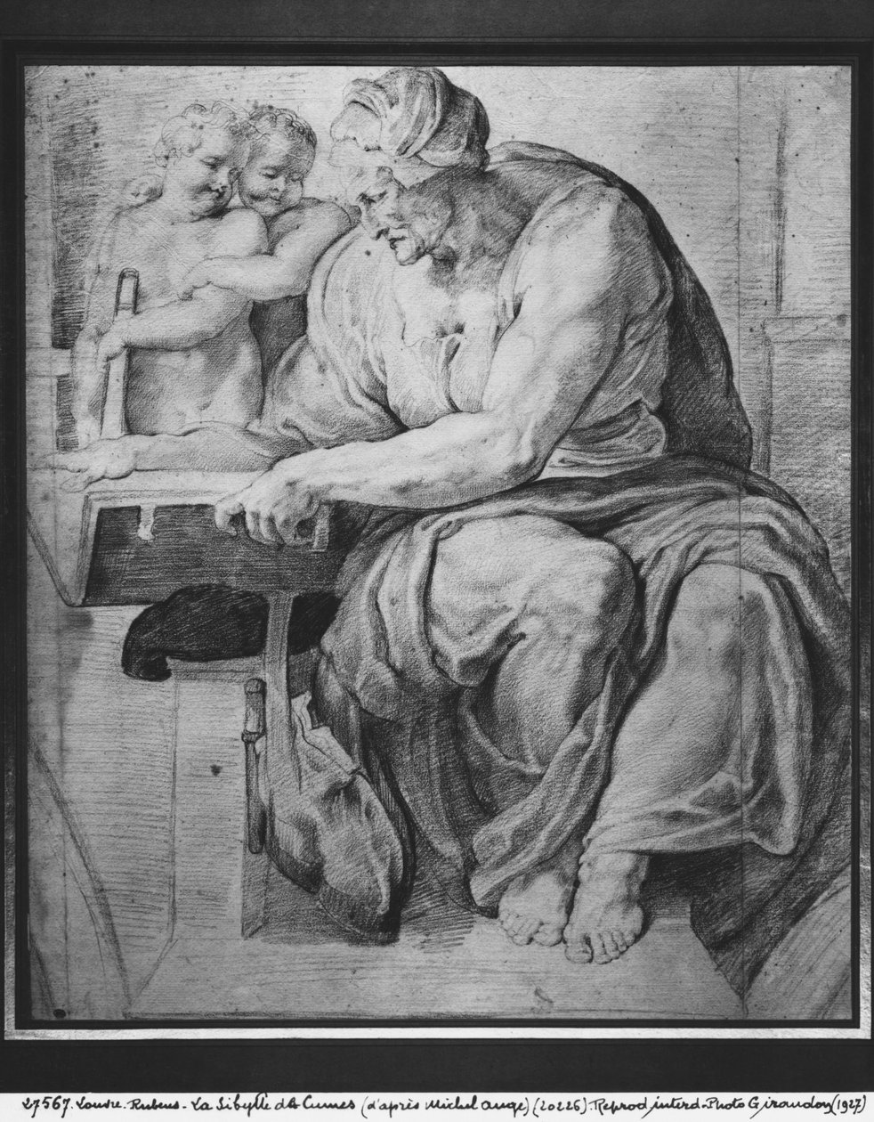 The Cumaean Sibyl ، بعد Michelangelo Buonarroti (1475-1564) (pierre noire und red chalk on paper) بواسطة بيتر بول روبنز