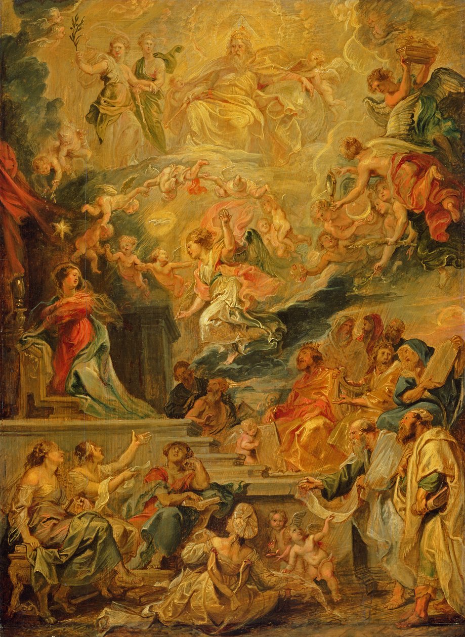 التجسد كتحقيق لجميع النبوءات ، c.1628-29 (زيت على لوح خشبي) بواسطة بيتر بول روبنز
