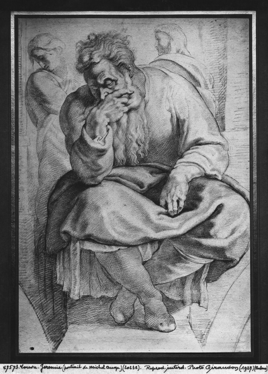 النبي ارميا ، بعد مايكل أنجلو بوناروتي (pierre noire und red chalk on paper) بواسطة بيتر بول روبنز