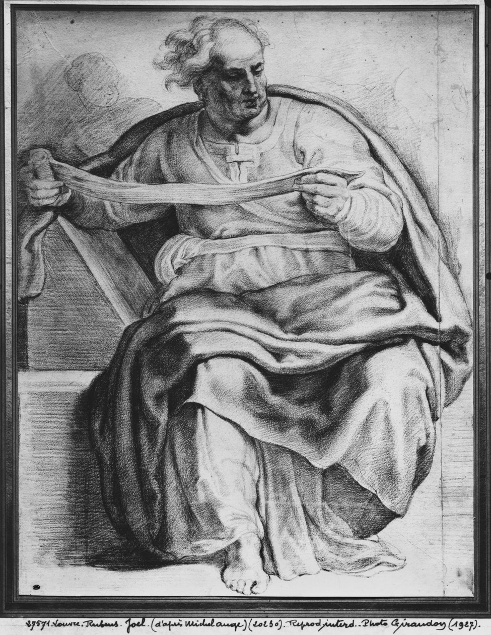 النبي جويل ، بعد مايكل أنجلو بوناروتي (pierre noire und red chalk on paper) بواسطة بيتر بول روبنز