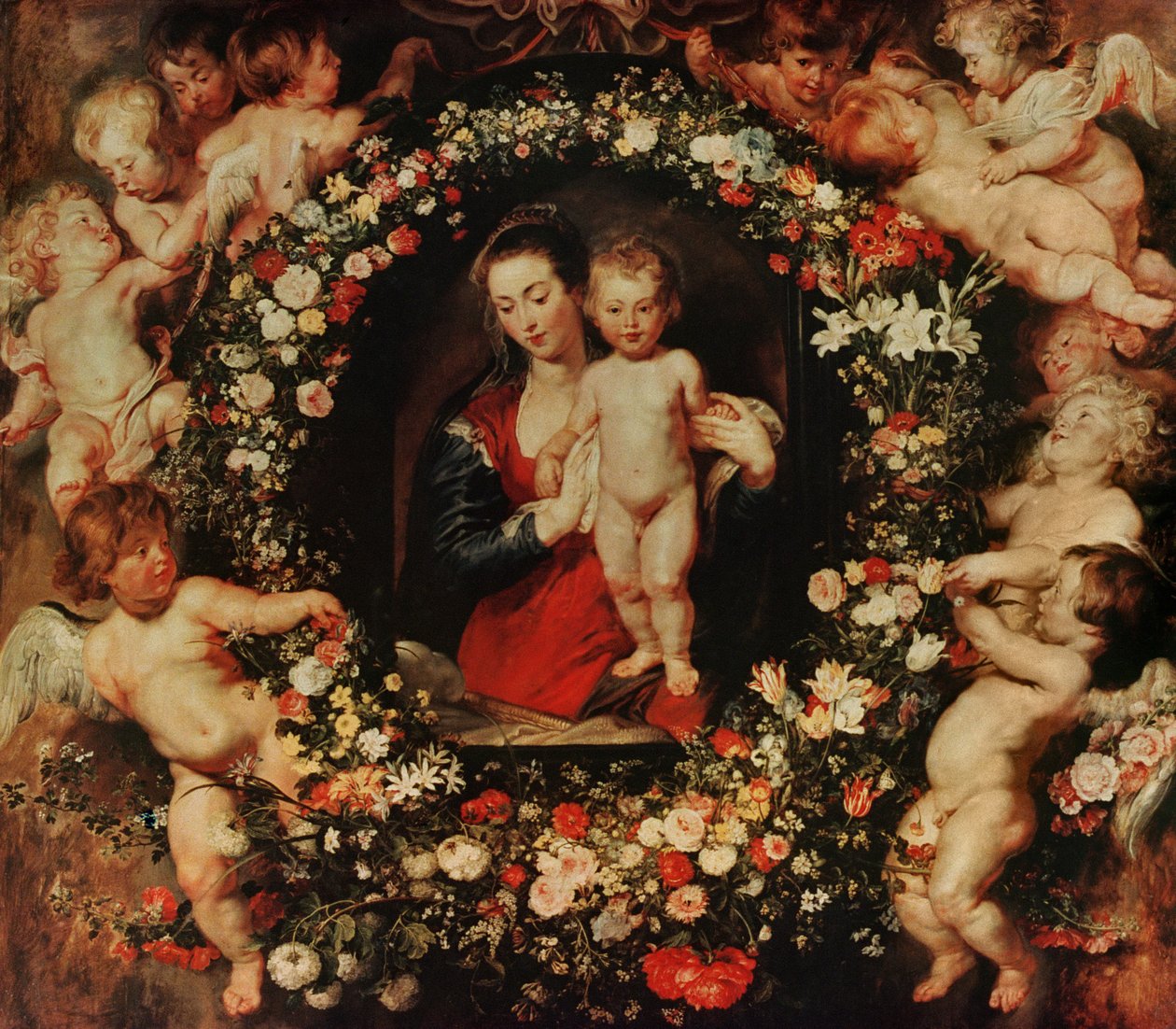 عذراء مع إكليل من الزهور ، c.1618-20 بواسطة بيتر بول روبنز