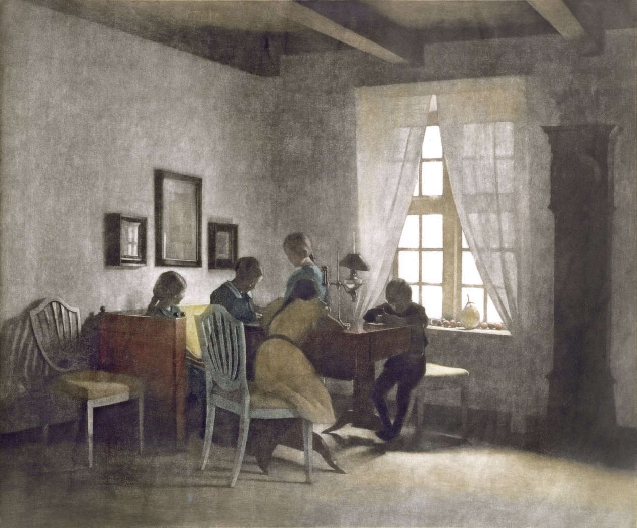 الأطفال على الطاولة (mezzotint) بواسطة بيتر فيلهلم إيلستيد