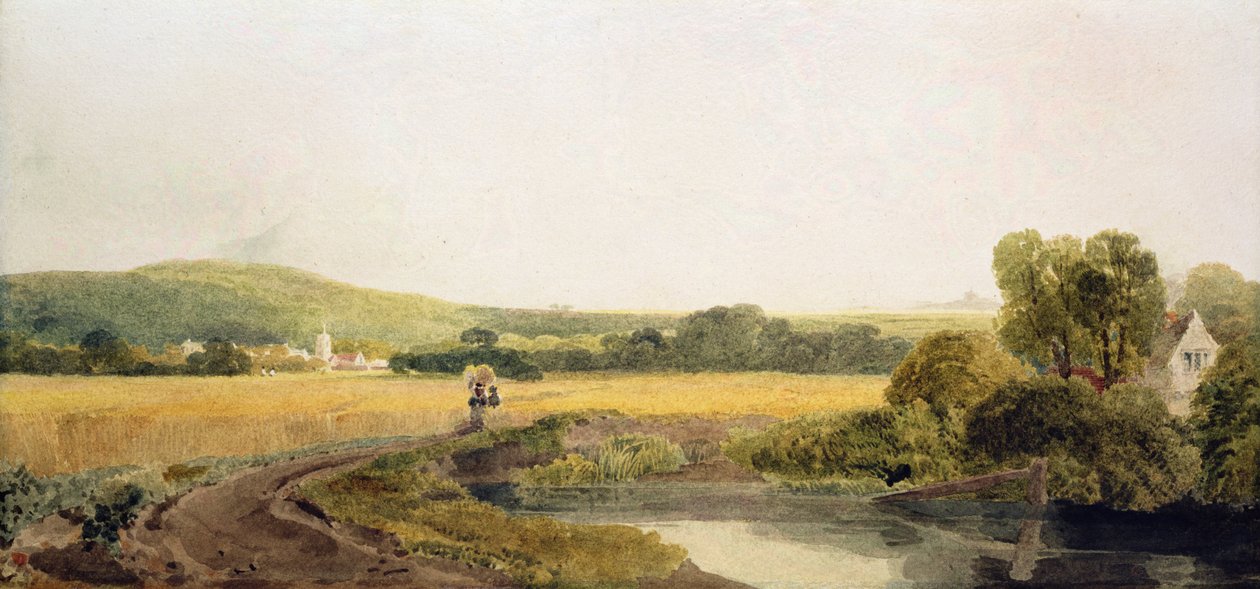 A Cornfield بجانب Backwater بالقرب من قرية في وادي Thames (مرحاض على ورق) بواسطة بيتر دي وينت