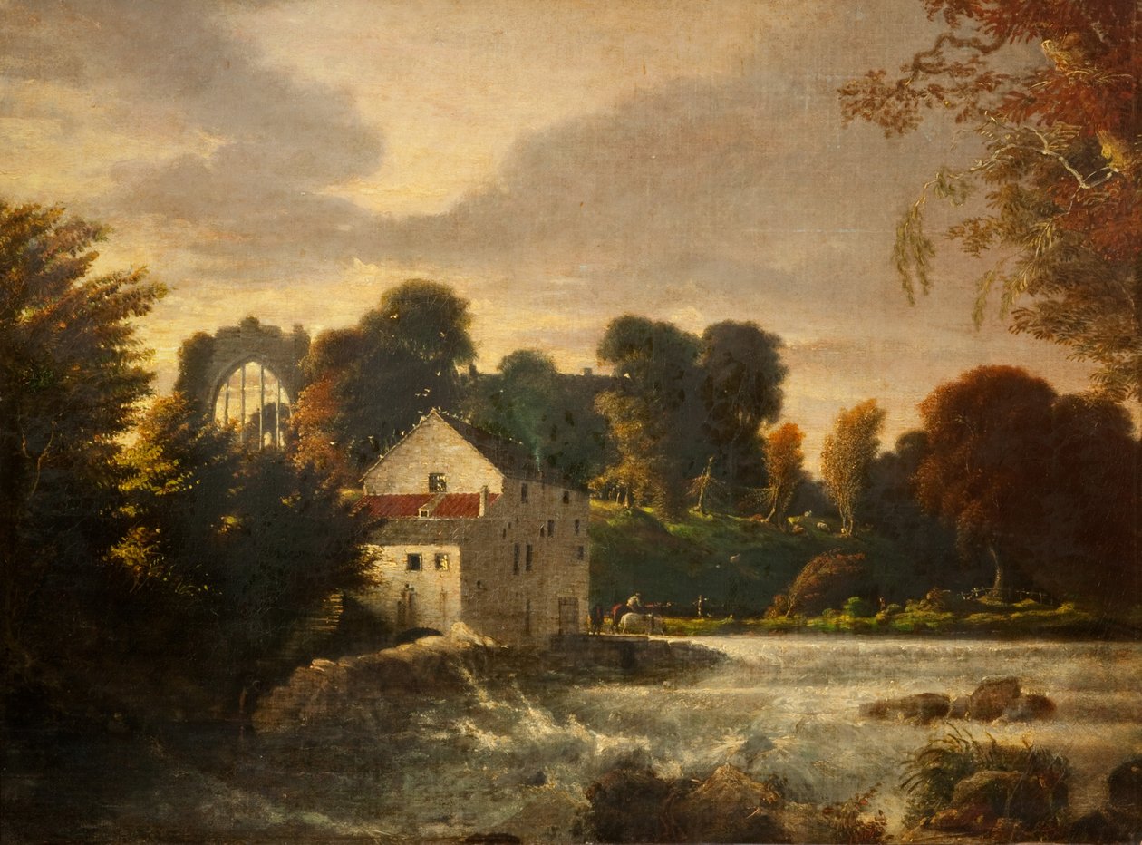 طاحونة بالقرب من دير Egglestone ، دورهام ، c.1814 بواسطة بيتر دي وينت