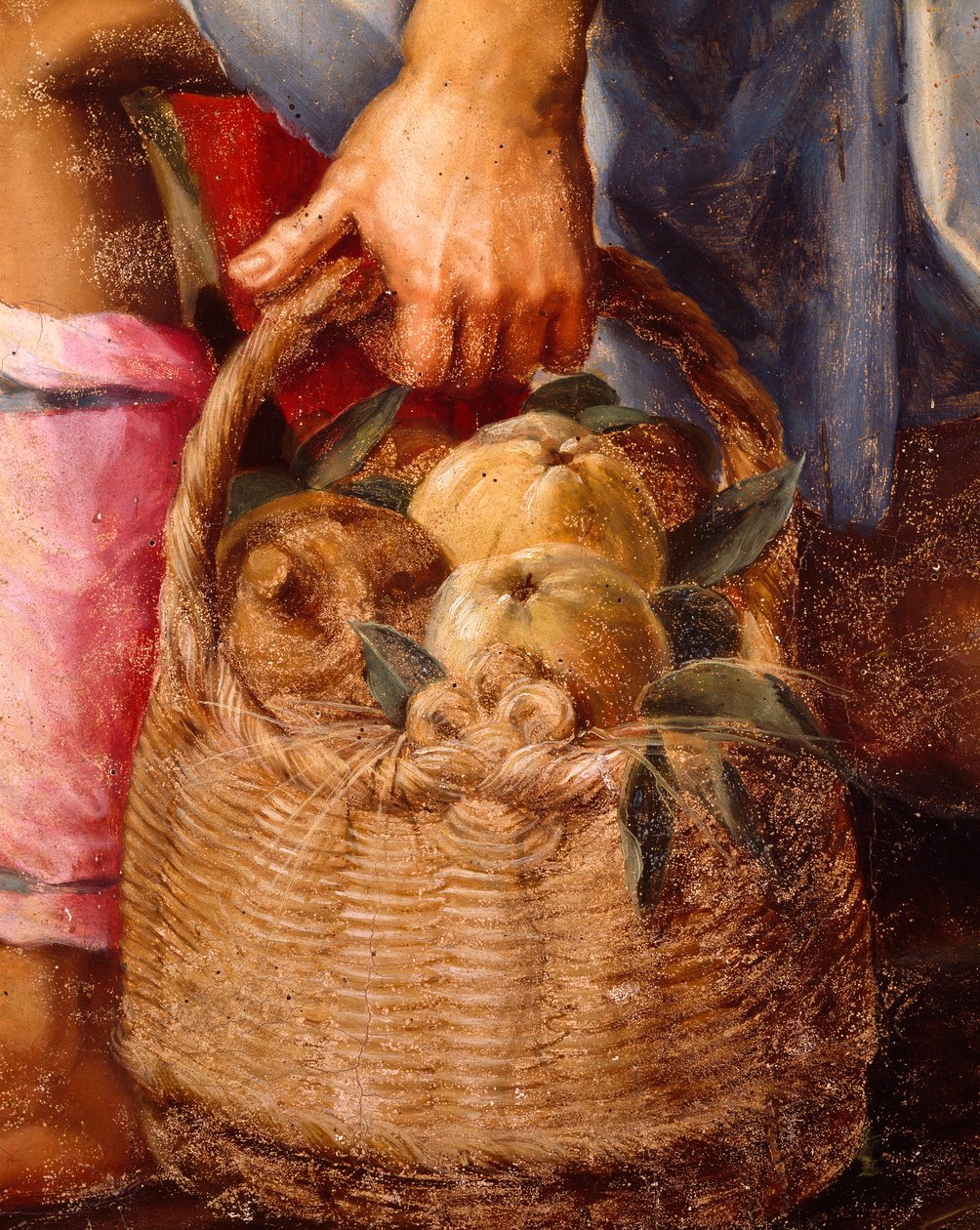سلة فواكه، تفاصيل من عبادة الرعاة لبيتر كانديد (1548-1628)، زيت على لوح، 248x162 سم بواسطة بيتر (1548 1628) صريح