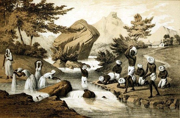 أزياء هندو ، موريشيوس ، نقش بواسطة حانة جيمس كوين (1824 - 1877). بواسطة Peter S. Duval (litho) بواسطة بيتر برنارد فيلهلم (بعد) هاينه