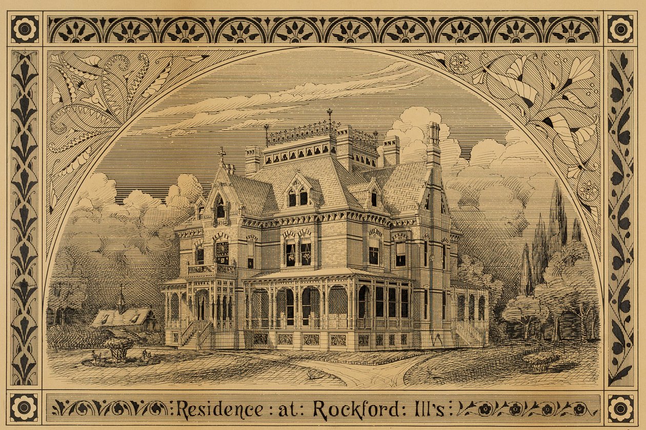 NC Thompson House ، روكفورد ، إلينوي ، وجهة نظر ، 1876. بواسطة بيتر بونيت ويت