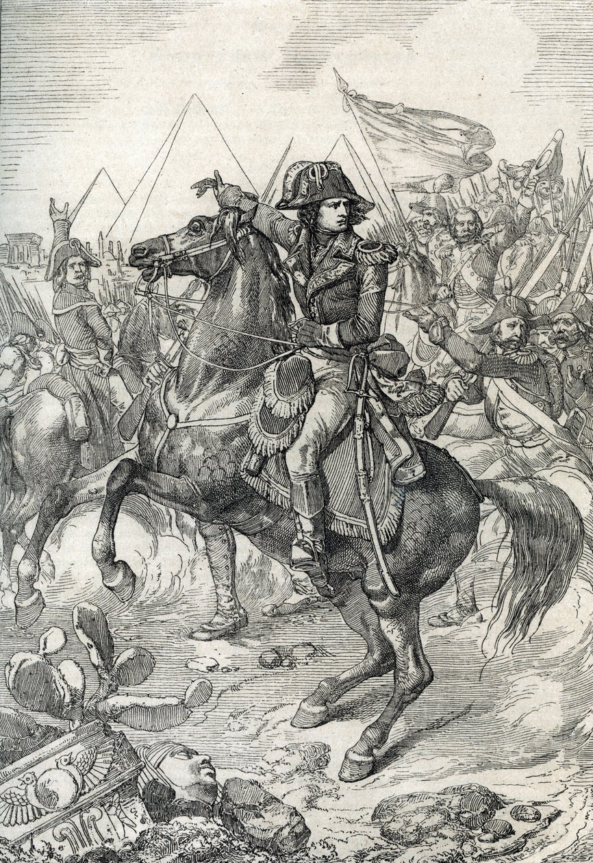 حملة (بعثة) مصر (1798-1801): الجنرال نابليون بونابرت (1765-1821) قبل الأهرامات بواسطة بيتر يوهان نيبوموك جيجر