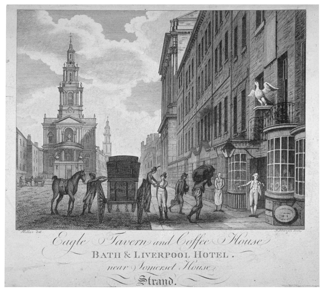 خارج فندق إيجل تافيرن آند كوفي هاوس ، فندق باث آند ليفربول ، لندن ، c1800 بواسطة بيتر مازيل