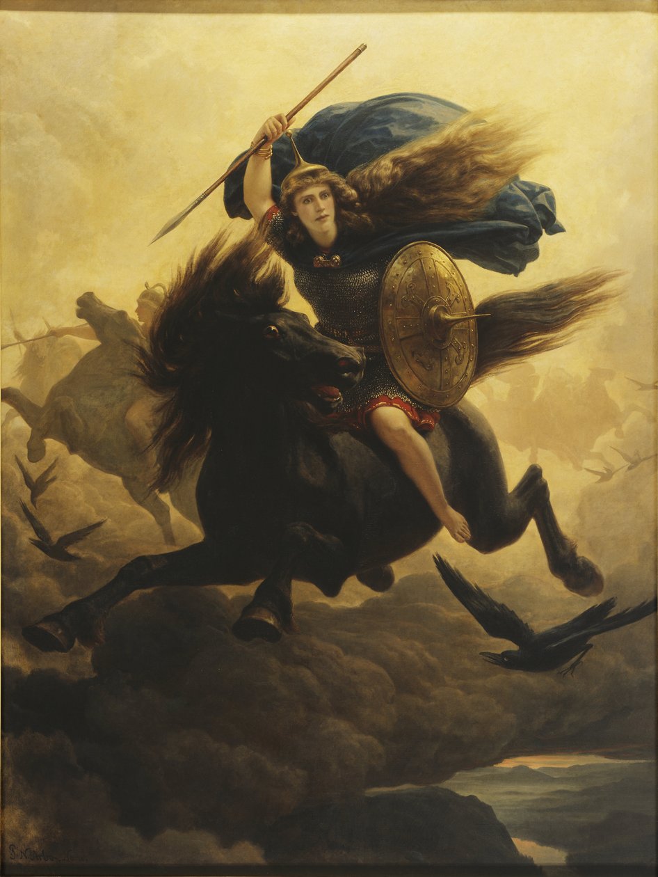 Les valkyries - The Walkueren (فالكيرين) ، بقلم أربو ، بيتر نيكولاي (1831-1892). زيت على قماش بواسطة بيتر نيكولاي أربو